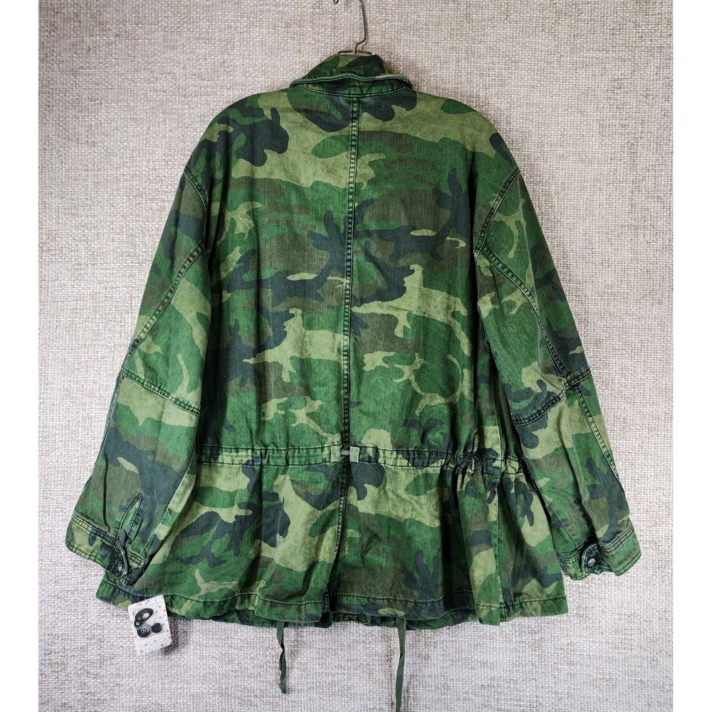 Free People Seize The Day Canvas Military Jacket‎ Womens L Green Tan Camo NWT - Picture 8 of 16